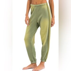 Aviator Nation Women’s 5 STRIPE SWEATPANTS - FADED Army L Tonal Joggers Green